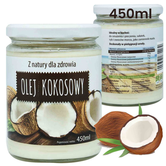 ACS OLEJ KOKOSOWY BEZZAPACHOWY RAFINOWANY 100% naturalny 450ml