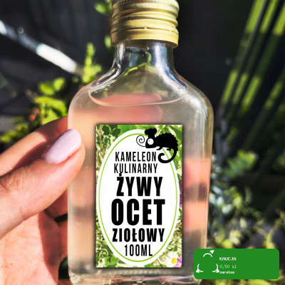 ŻYWY OCET ZIOŁOWY Z ZIÓŁ 100ml 0,1L niepasteryzowany KAMELEON KULINARNY