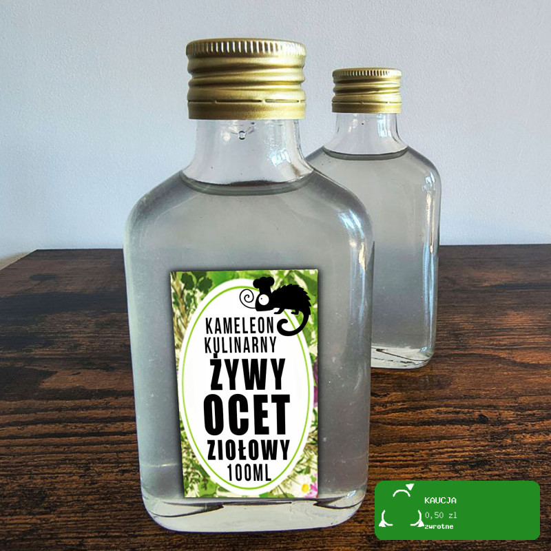 ŻYWY OCET ZIOŁOWY Z ZIÓŁ 100ml 0,1L niepasteryzowany KAMELEON KULINARNY
