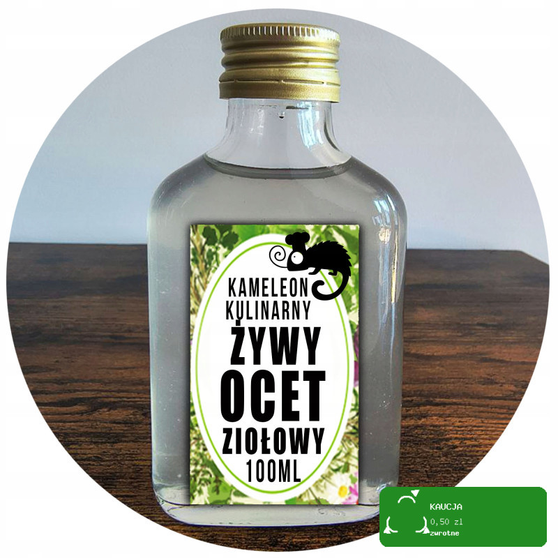 ŻYWY OCET ZIOŁOWY Z ZIÓŁ 100ml 0,1L niepasteryzowany KAMELEON KULINARNY