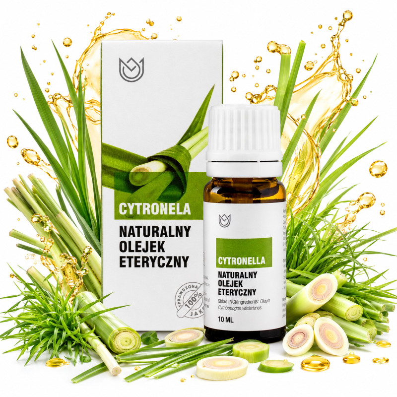 Naturalny OLEJEK ETERYCZNY CYTRONELLA CYTRONELA CYTRONELOWY rześki 10ml
