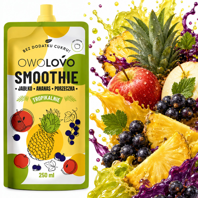 OwOLOVO SMOOTHIE TROPIKALNE Jabłko Ananas Porzeczka 250 ml