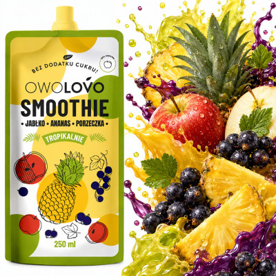 OwOLOVO SMOOTHIE TROPIKALNE Jabłko Ananas Porzeczka 250 ml