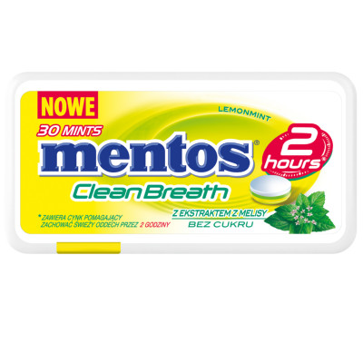 MENTOS pastylki odświeżające smak cytryny z dodatkiem melisy BEZ CUKRU 21g