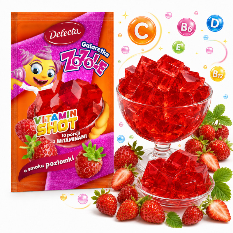 Delecta GALARETKA ZOZOLE VITAMIN SHOT POZIOMKA  70g KRÓTKA DATA