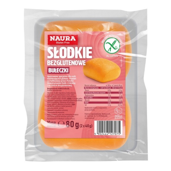 Naura BUŁECZKI BEZGLUTENOWE SŁODKIE 80G