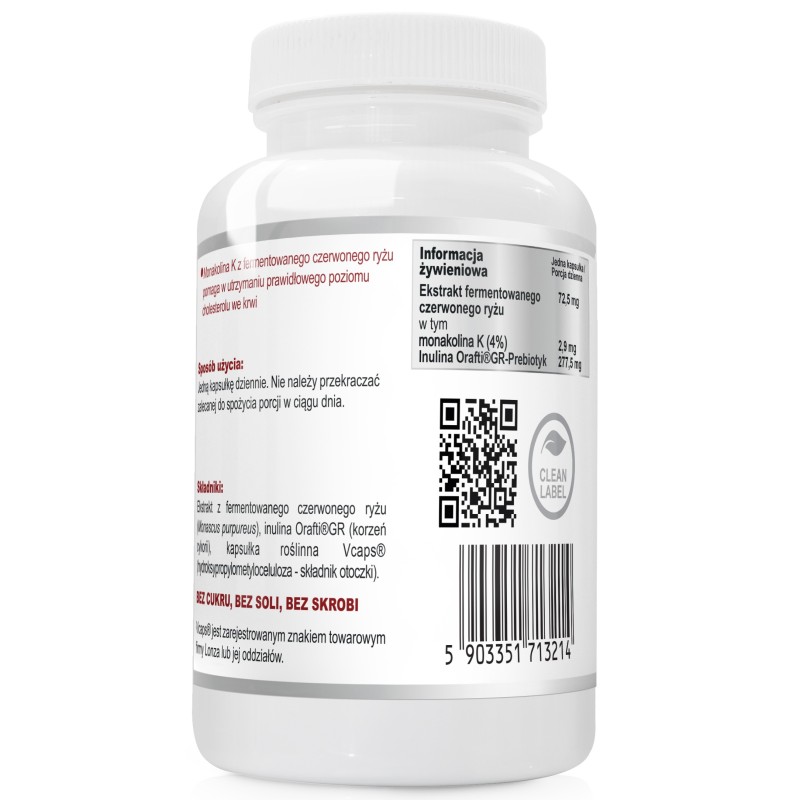 Wish MONAKOLINA K Ryż czerwony + PREBIOTYK 60kaps wspiera