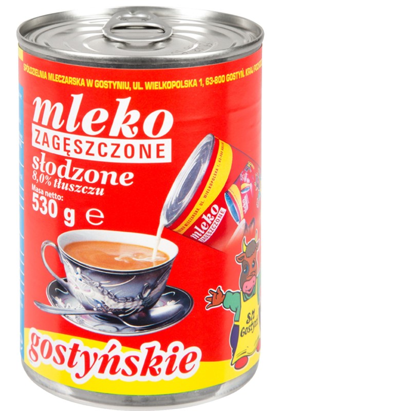 GOSTYŃ MLEKO ZAGĘSZCZONE SŁODZONE 530G puszka x1