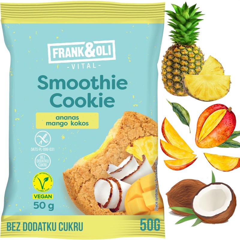 Frank&Oli SMOOTHIE CIASTKO OWSIANE bez cukru glutenu ANANAS