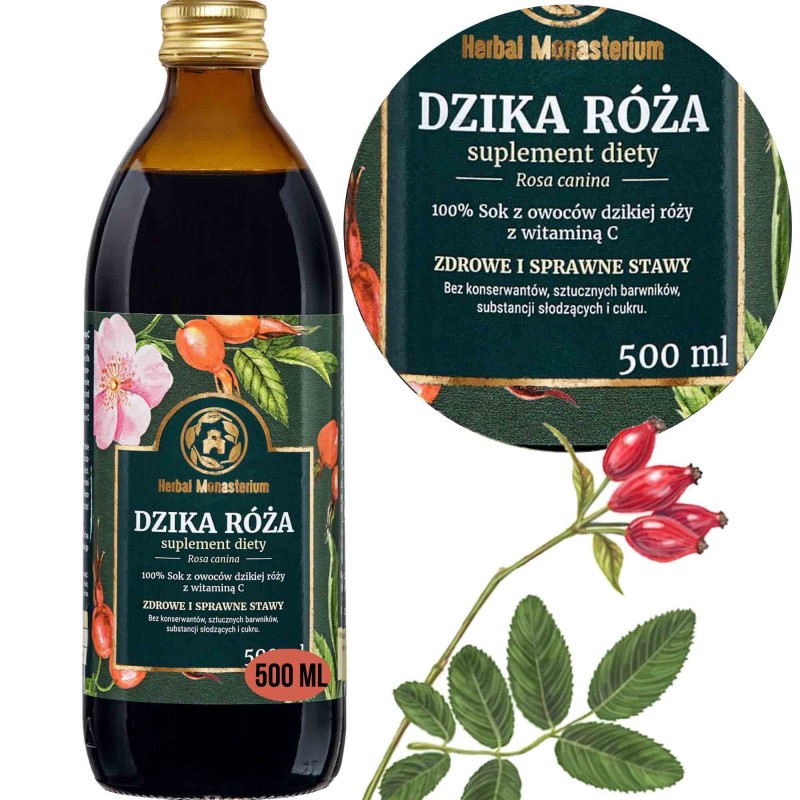 HERBAL SOK z DZIKIEJ RÓŻY +WIT.C 500ml wsparcie STRES