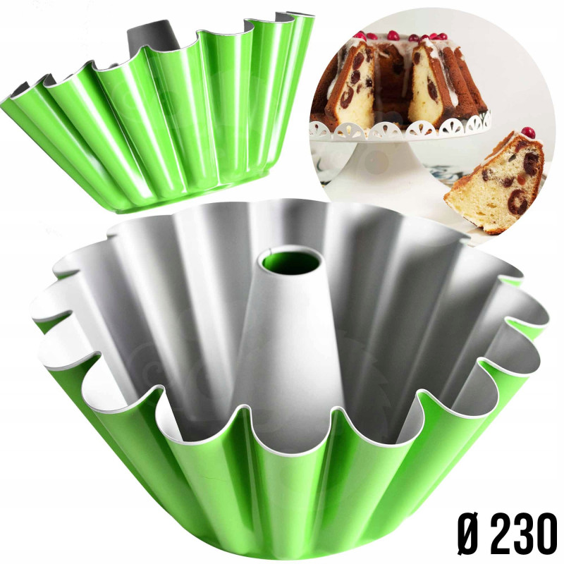 FORMA z tuleją BLACHA DO pieczenia BABKI BABKA fi 23cm SNB nonstick zielona