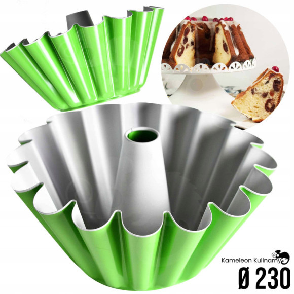FORMA z tuleją BLACHA DO pieczenia BABKI BABKA fi 23cm SNB nonstick zielona FORMA z tuleją BLACHA DO pieczenia BABKI BABKA fi 23cm SNB nonstick zielona