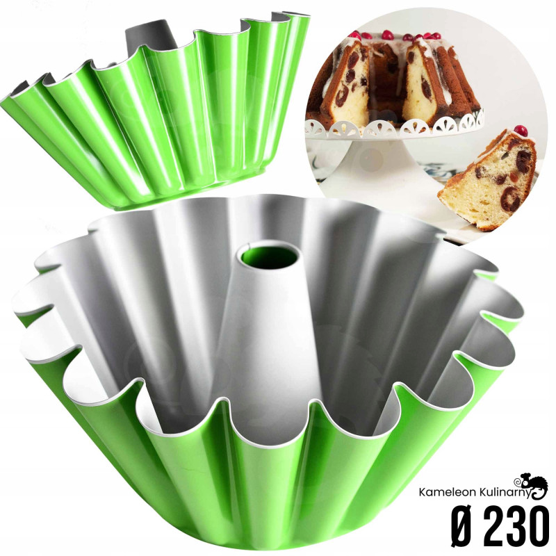 FORMA z tuleją BLACHA DO pieczenia BABKI BABKA fi 23cm SNB nonstick zielona