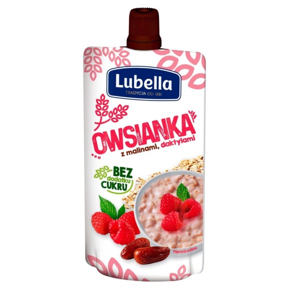 OWSIANKA w tubce MALINY & DAKTYLE 100g LUBELLA Bez cukru