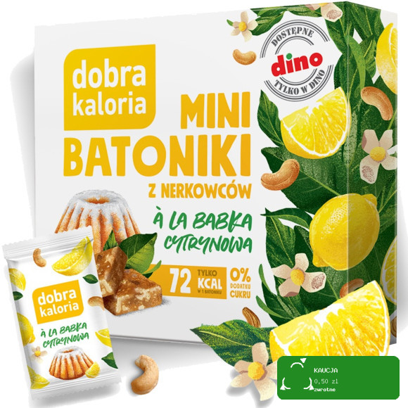 Dobra kaloria MINI BATONIKI ALA BABKA CYTRYNOWA prosty skład 102g kartonik