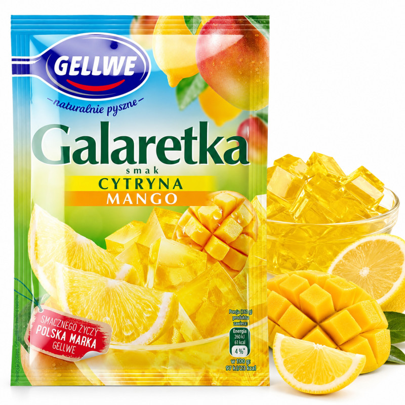 Gellwe GALARETKA podwójny smak CYTRYNA MANGO 72g