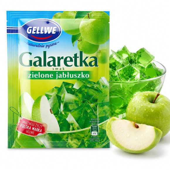 Gellwe GALARETKA ZIELONE JABŁUSZKO jabłko jabłkowa zielona 72g KRÓTKA DATA