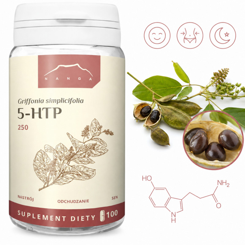 Nanga 5-HTP 250mg 100 kapsułek wsparcie NASTRÓJ ODCHUDZANIE SEN