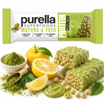 Purella Superfoods  BATON PROTEINOWY MATCHA &YUZU 45g