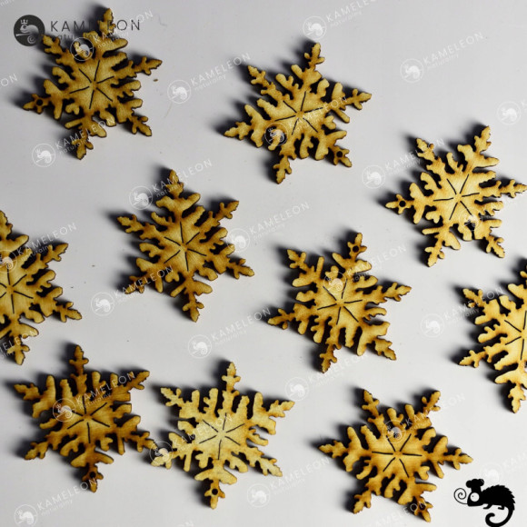 GWIAZDKA GWIAZDA ŚNIEŻYNKA DREWNIANA ZAWIESZKA DEKORACJA ŚWIĘTA 5cm x 8szt