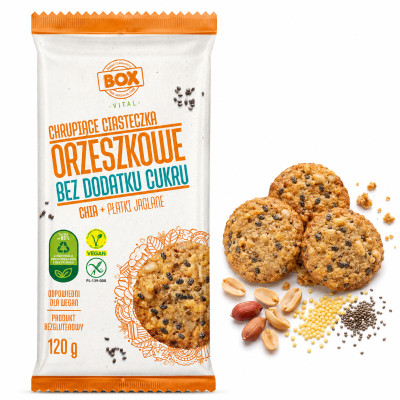 BOX VITAL CIASTKA ORZECHOWE CHIA PŁATKI JAGLANE BEZ CUKRU 120G