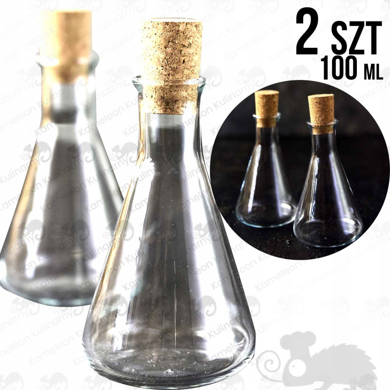 KARAFKA SZKLANA Z KORKIEM na OLEJ OCET 100ml 2szt