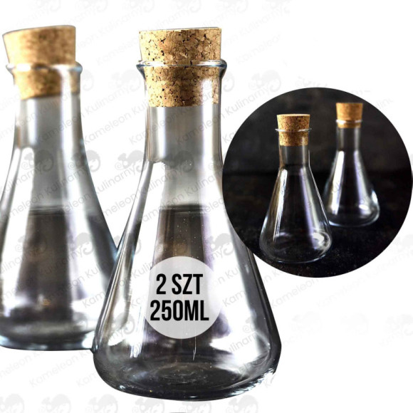 KARAFKA SZKLANA Z KORKIEM na OLEJ OCET 250ml 2szt KARAFKA SZKLANA Z KORKIEM na OLEJ OCET 250ml 2szt