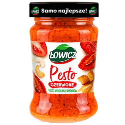 Łowicz PESTO CZERWONE Z ORZECHAMI ARACHID. i WŁOSKIMI SERAMI 180g