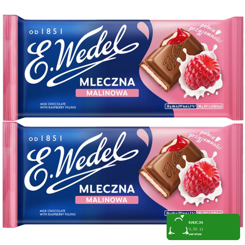 Wedel CZEKOLADA MLECZNA Z NADZIENIEM MALINOWYM Malinowa 100g