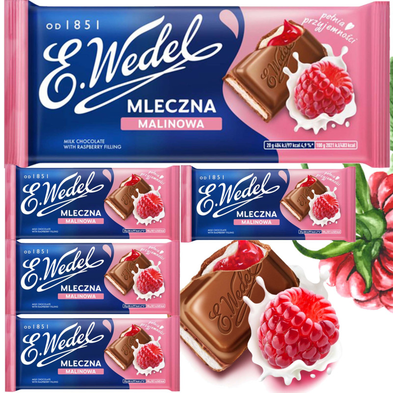 Wedel CZEKOLADA MLECZNA Z NADZIENIEM MALINOWYM Malinowa 100g