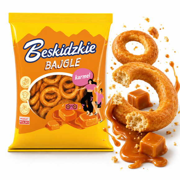 BESKIDZKIE BAJGLE smak KARMEL 200g wegan. chrupiące Aksam