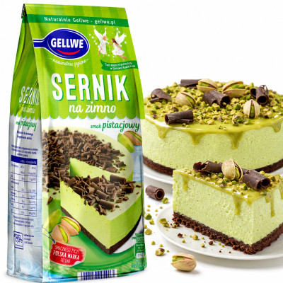 GELLWE SERNIK NA ZIMNO PISTACJOWY pistacje DODAJ MLEKO SCHŁÓDŹ GOTOWE 193g