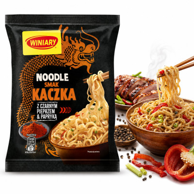Winiary NOODLE smak KACZKA Z CZARNYM PIEPRZEM & PAPRYKĄ 62g KRÓTKA DATA