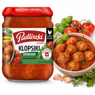 Pudliszki KLOPSIKI DROBIOWE W SOS, WŁOSKIM gotowe  mięsne 440g