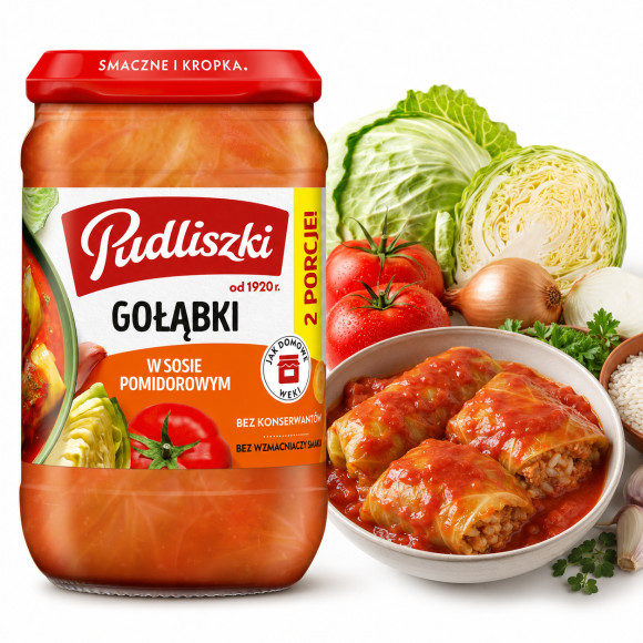Pudliszki GOŁĄBKI  W SOSIE POMIDOROWYM gotowe danie mięsne SŁOIK 610g