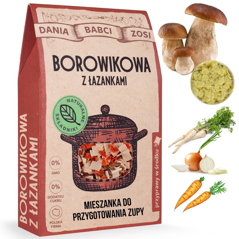 DANIA BABCI ZOSI ZUPA BOROWIKOWA Z ŁAZANKIAMI grzybowa VEGE
