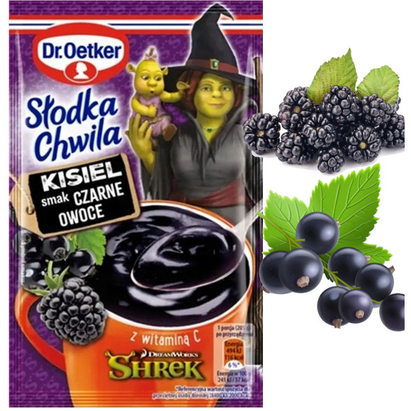 Dr.Oetker Shrek KISIEL smak CZARNE OWOCE z dodatkiem wit. C 30g