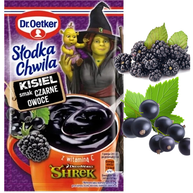 Dr.Oetker Shrek KISIEL smak CZARNE OWOCE z dodatkiem wit. C 30g