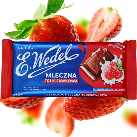Wedel CZEKOLADA MLECZNA Z NADZIENIEM TRUSKAWKOWYM  100g KRÓTKA DATA