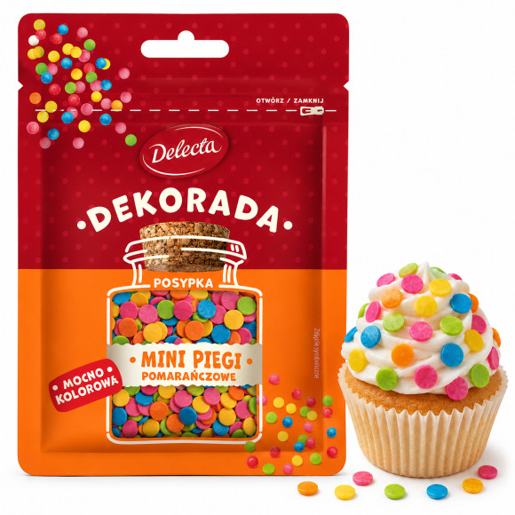 Delecta DEKORADA posypka KOLOR. MINI PIEGI w chrup.skorupce 30g