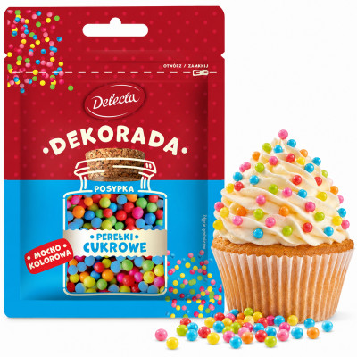 Delecta DEKORADA PEREŁKI CUKROWE posypka mocno kolorowa Dekoracje 35G