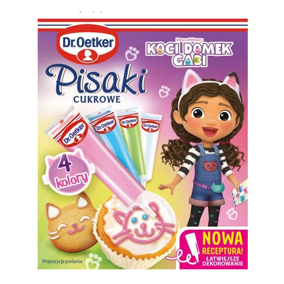 DR.OETKER PISAKI CUKROWE KOCI DOMEK GABI nowa receptura 68G