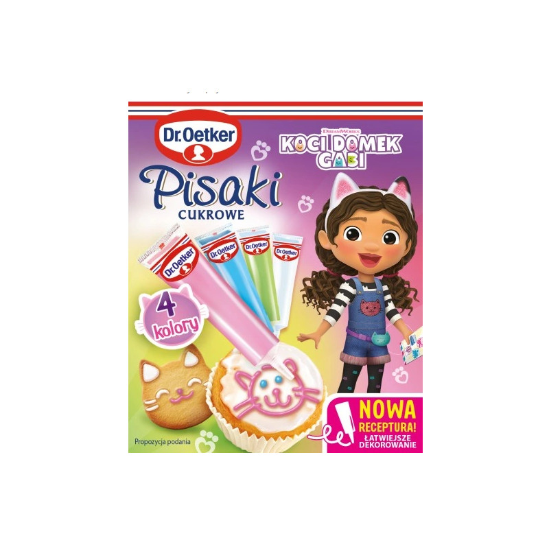 DR.OETKER PISAKI CUKROWE KOCI DOMEK GABI nowa receptura 68G