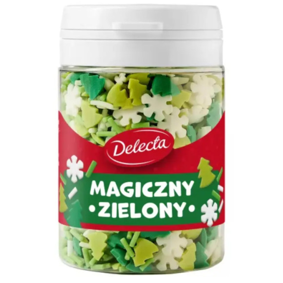 Delecta MAGICZNY ZIELONY Mix DEKORACJI ŚWIĄTECZNYCH DO CIAST posypki 48g