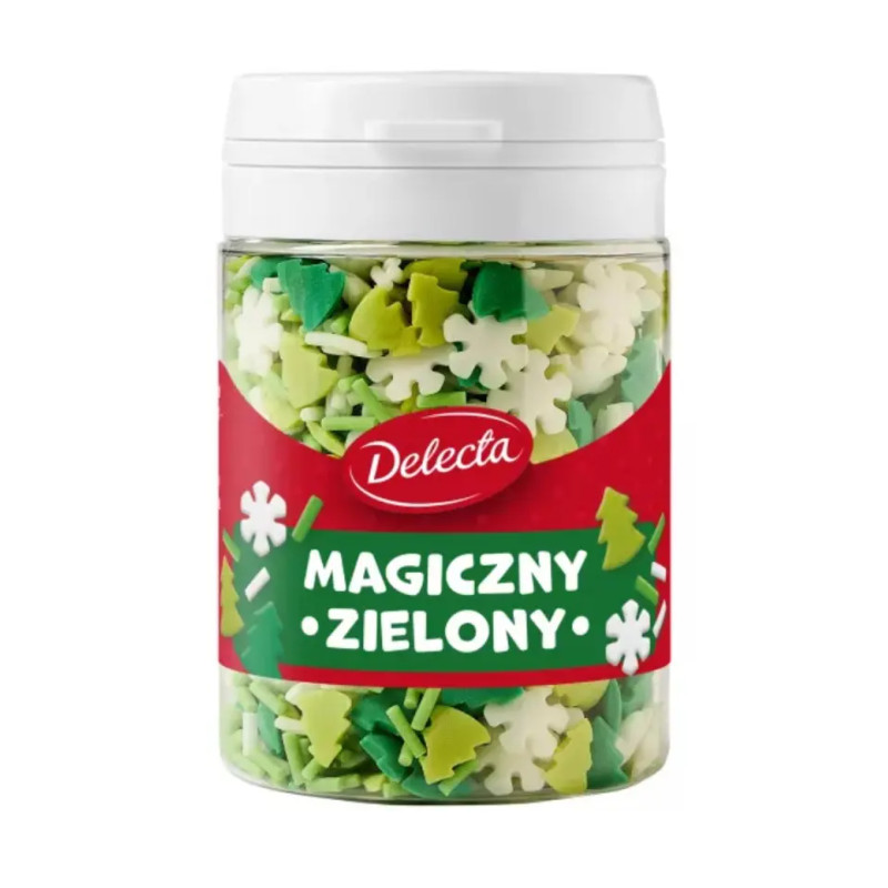 Delecta MAGICZNY ZIELONY Mix DEKORACJI ŚWIĄTECZNYCH DO CIAST posypki 48g