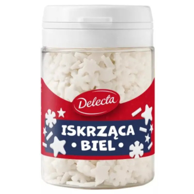 Delecta ISKRZĄCA BIEL Mix DEKORACJI ŚWIĄTECZNYCH DO CIAST posypki 48g