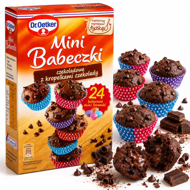 Dr.Oetker MINI BABECZKI CZEKOLADOWE Z KROPELKAMI CZEKOLADY 245G