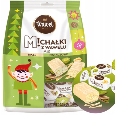Wawel CUKIERKI MICHAŁKI Z WAWELU mix BIAŁE I PISTACJOWE 300g M!CHAŁKI
