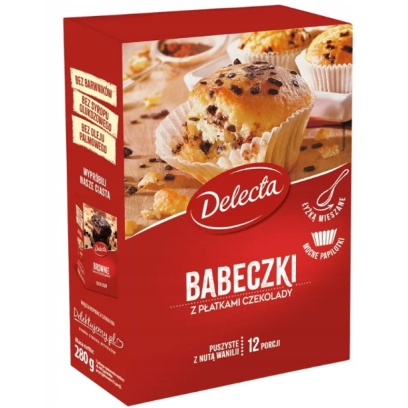 Delecta BABECZKI Z PŁATKAMI CZEKOLADY na 12 sztuk 280g