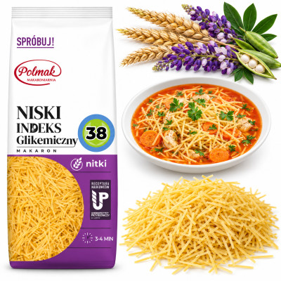 Polmak MAKARON NITKA NISKI INDEKS GLIKEMICZNY 250G